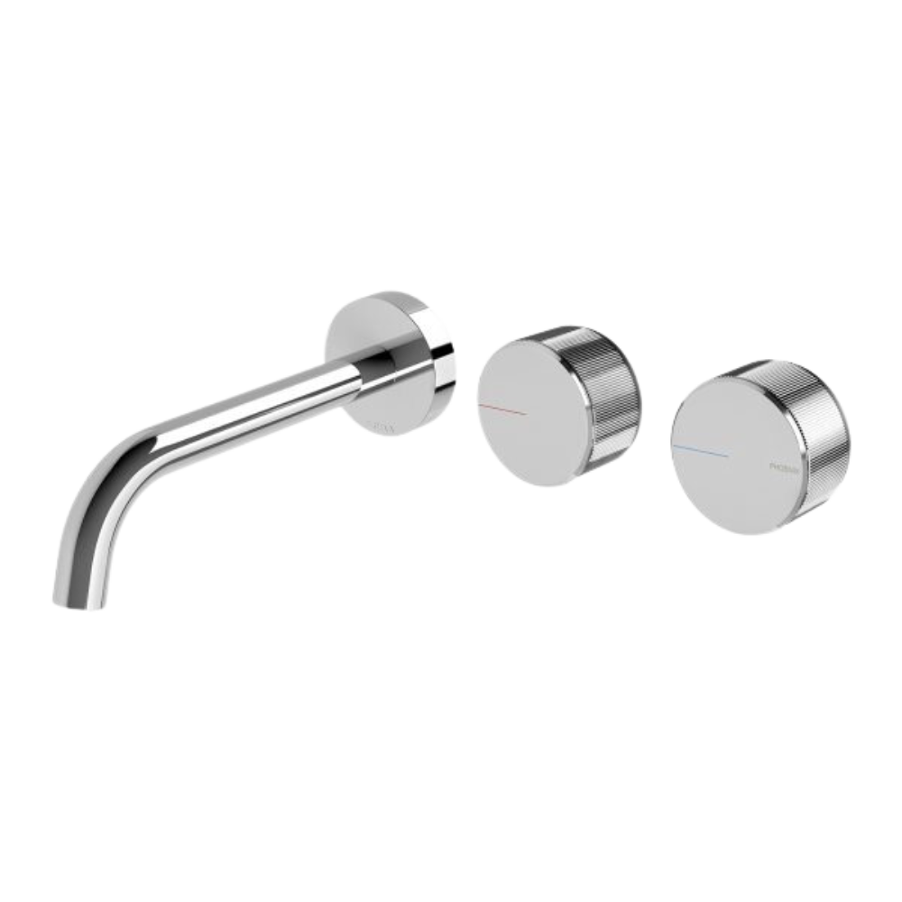Axia Wall Basin/Bath Curved Outlet Mixer Set 180mm Chrome