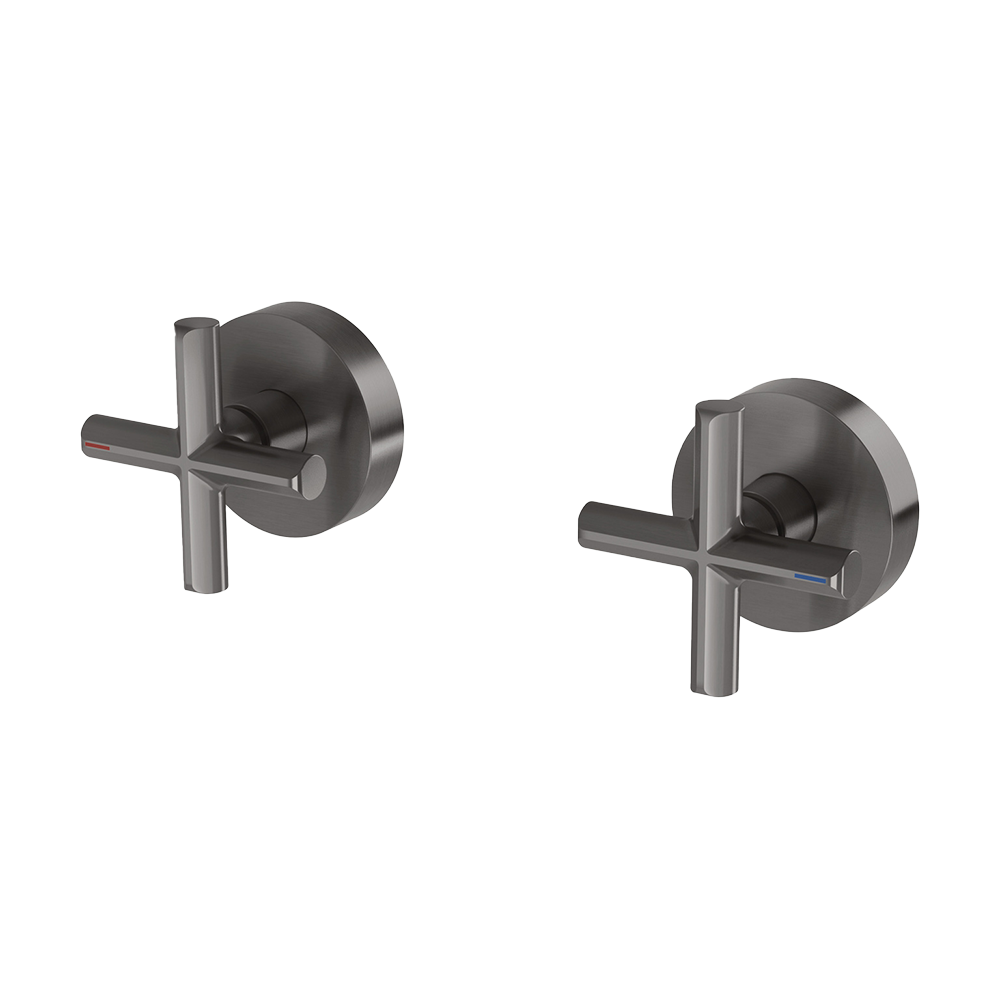 Vivid Slimline Plus Wall Top Assemblies 15mm Extended Spindles Brushed Carbon