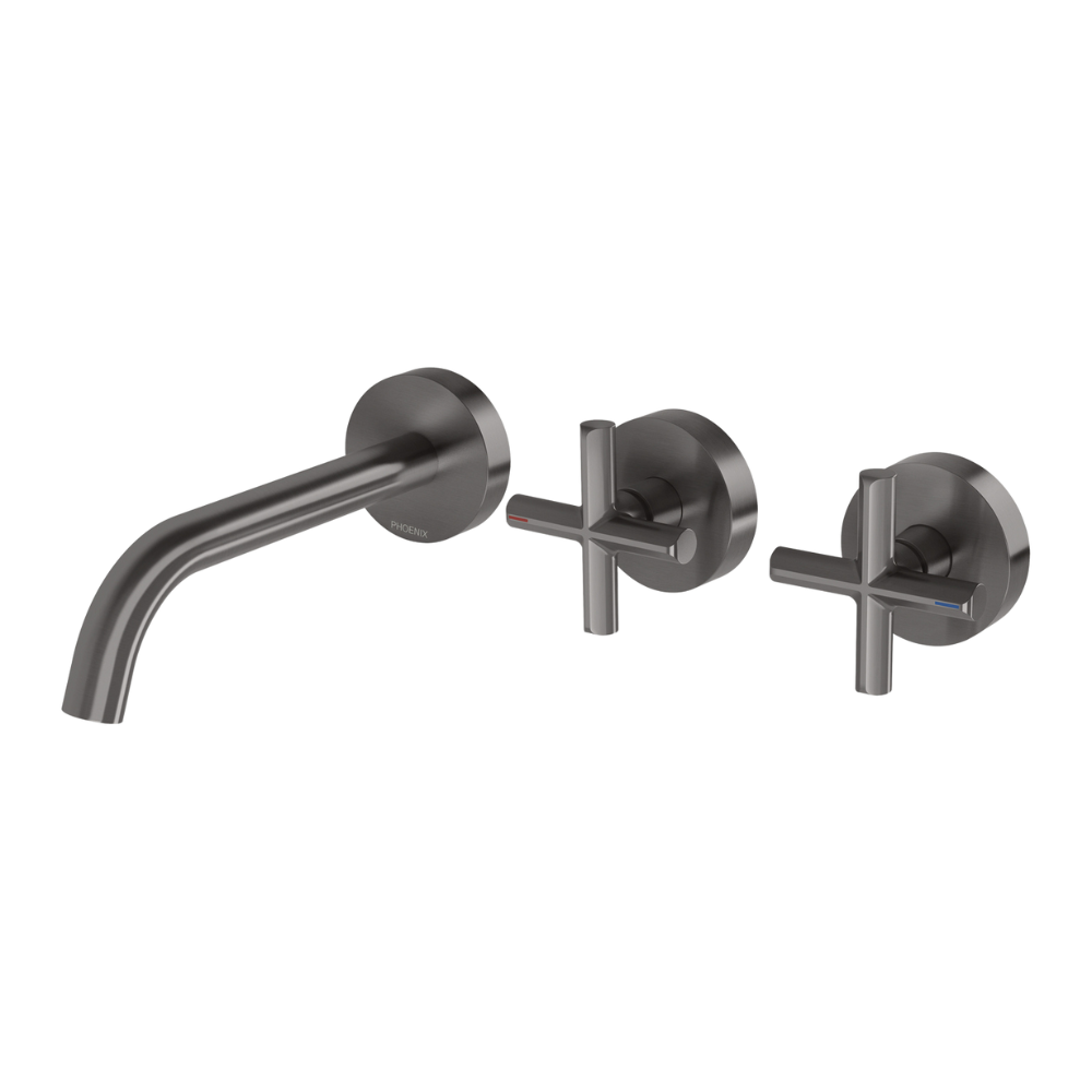 Vivid Slimline Plus Wall Basin / Bath Hostess Set 180mm Outlet Brushed Carbon