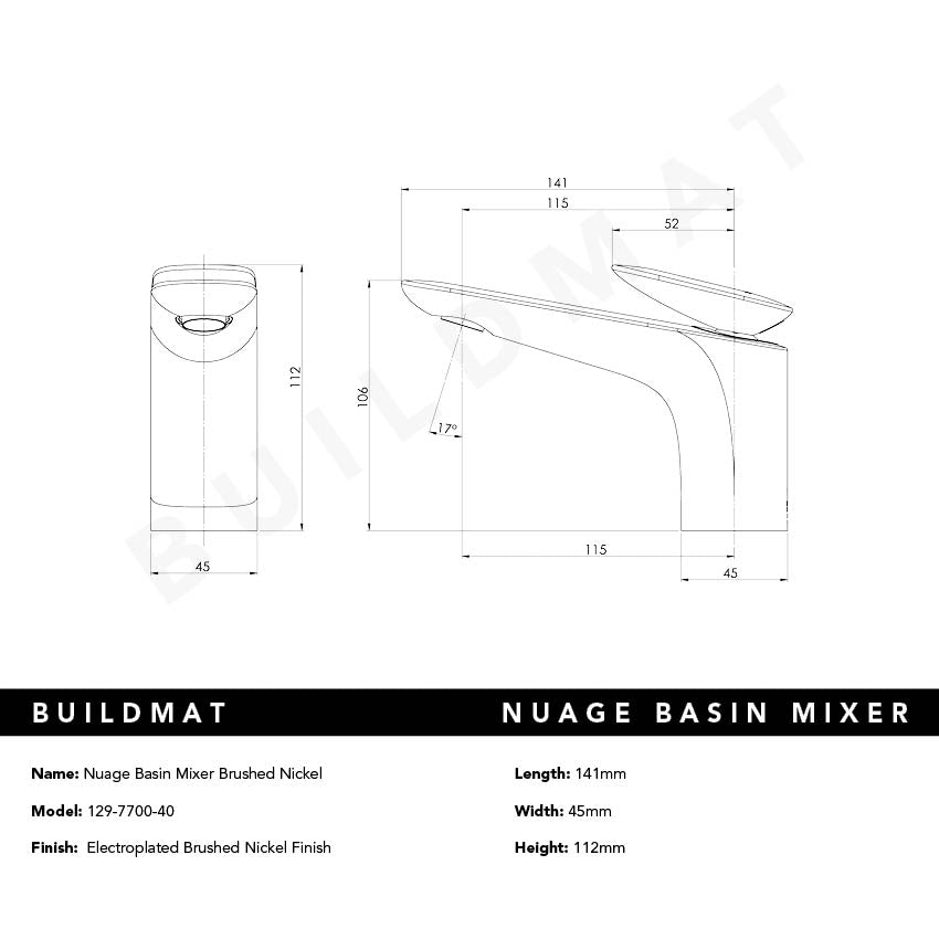 Nuage Basin Mixer Brushed Nickel