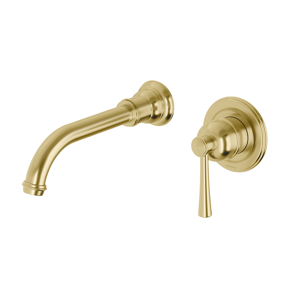 Cromford SwitchMix Wall Basin/Bath Mixer Set Fit-Off Kit Brushed Gold