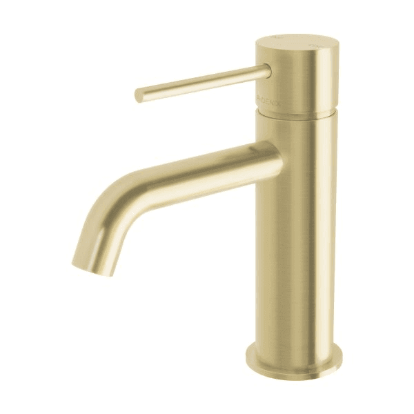Vivid Slimline Basin Mixer Curved Outlet Brushed Gold