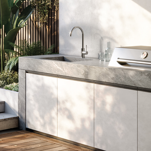 Vivid Slimline SS 316 Sink Mixer 200mm Gooseneck Stainless Steel - Stainless Steel