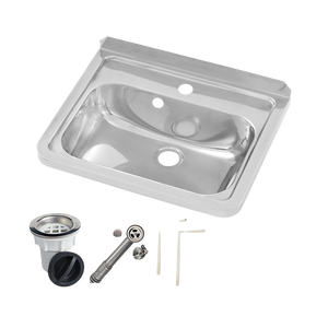 Wall Mounted Hand Basin 1Tap Hole with Overflow Kit - Stainless Steel