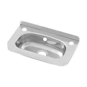 Compact Stainless Steel Hand Basin 2 tap holes, Inc Overflow Hole - Stainless Steel