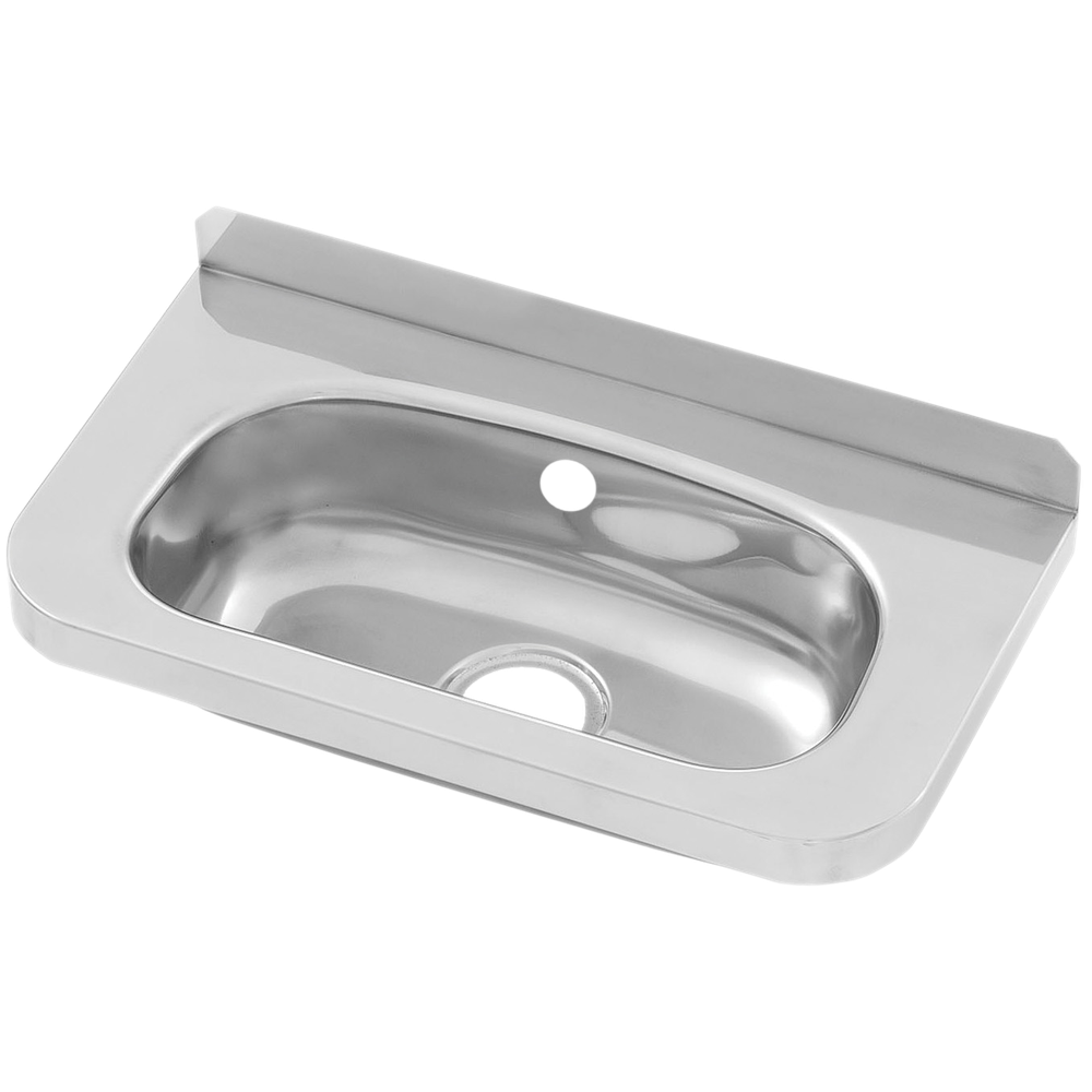 Compact Stainless Steel Hand Basin No tap holes, Inc Overflow Hole