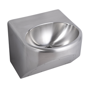 Round Disabled Compliant Wall Mounted Stainless Steel Hand Basin - Stainless Steel