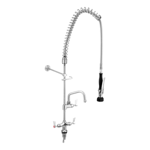 Stainless Steel Dual Bench Mounted Pre Rinse Unit With 6-inch Pot Filler - Stainless Steel