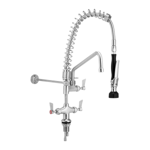 3monkeez Commercial Kitchen Mixer with Pre-Rinse and 12-inch Pot Filler hot and cold mixer - Stainless Steel