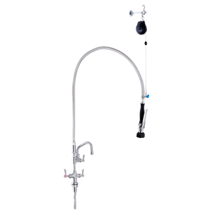 Stainless Steel Line Retractor Dual Hob Mounted Pre Rinse Unit With 6-inch Pot Filler - Stainless Steel