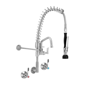 Compact Stainless Steel Wall Stops And Elbow Pre Rinse Unit With 6-inch Pot Filler - Stainless Steel