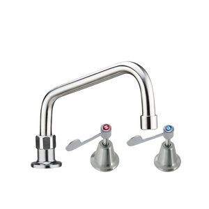 Stainless Steel Bench Mount and Basin Stops with 8-inch Spout - Stainless Steel