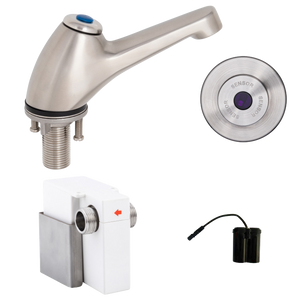 Pillar Tap with Wall-Mount Sensor Battery Operated - Stainless Steel