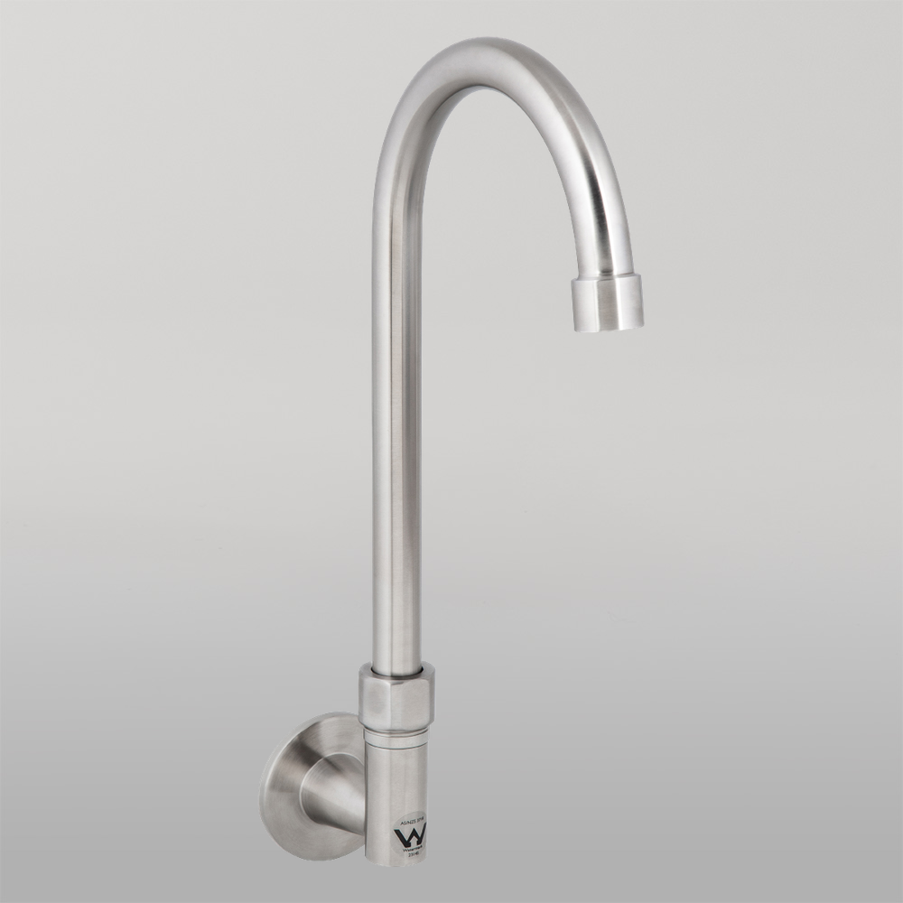 Stainless Steel Wall Elbow with 12-inch Gooseneck Swivel Spout