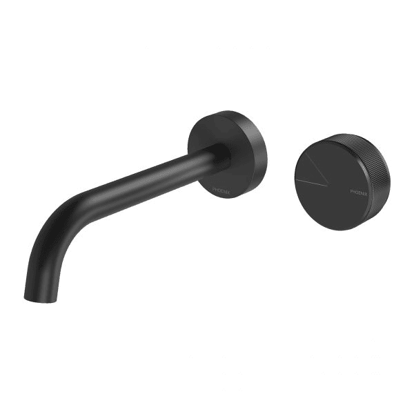 Axia Wall Basin/Bath Curved Outlet Mixer Set 180mm Matte Black