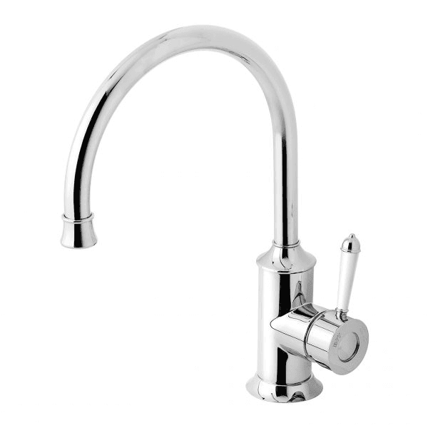 Nostalgia Sink Mixer 220mm Gooseneck Chrome White