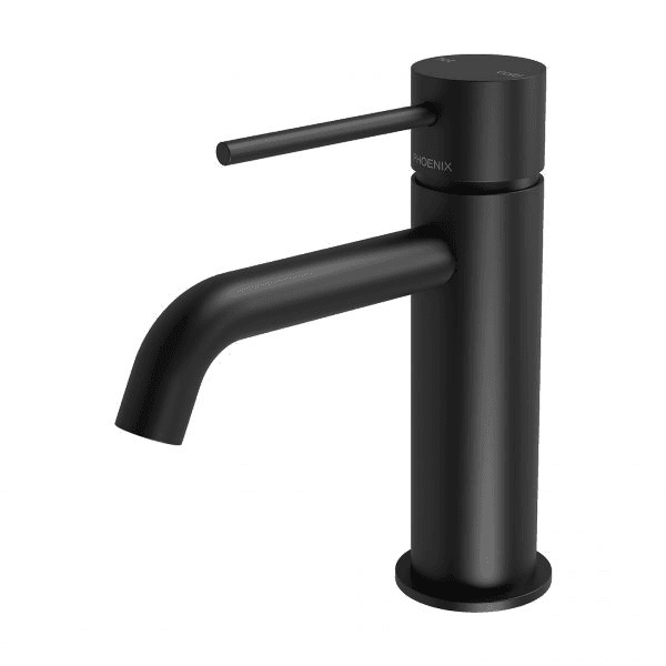 Vivid Slimline Basin Mixer Curved Outlet Matte Black