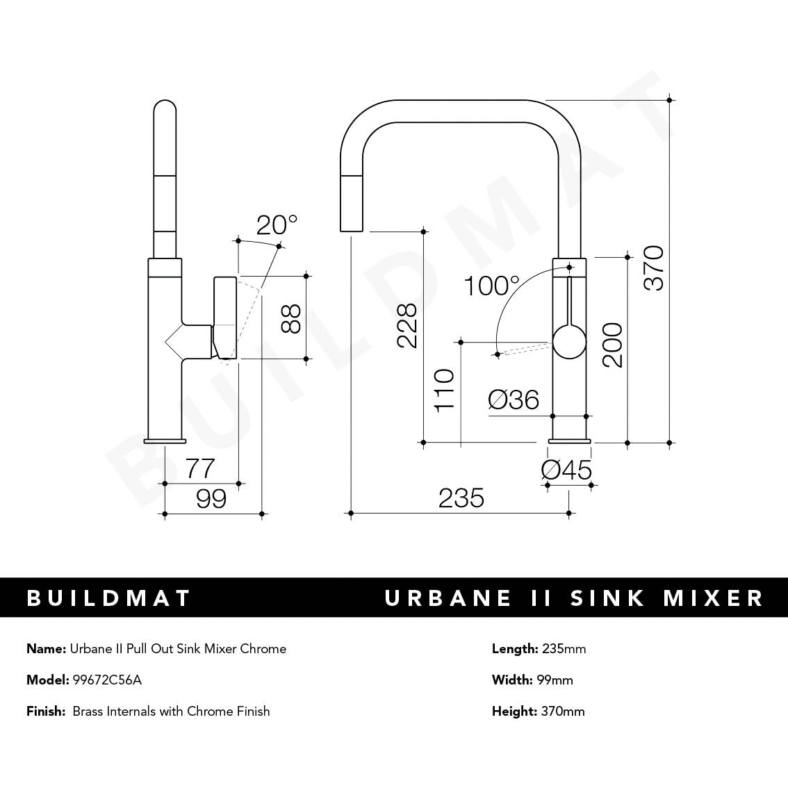 Urbane II Pull Out Sink Mixer Chrome