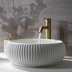 Felda Sea Salt White Fluted Concrete Basin - Sea Salt Matte White