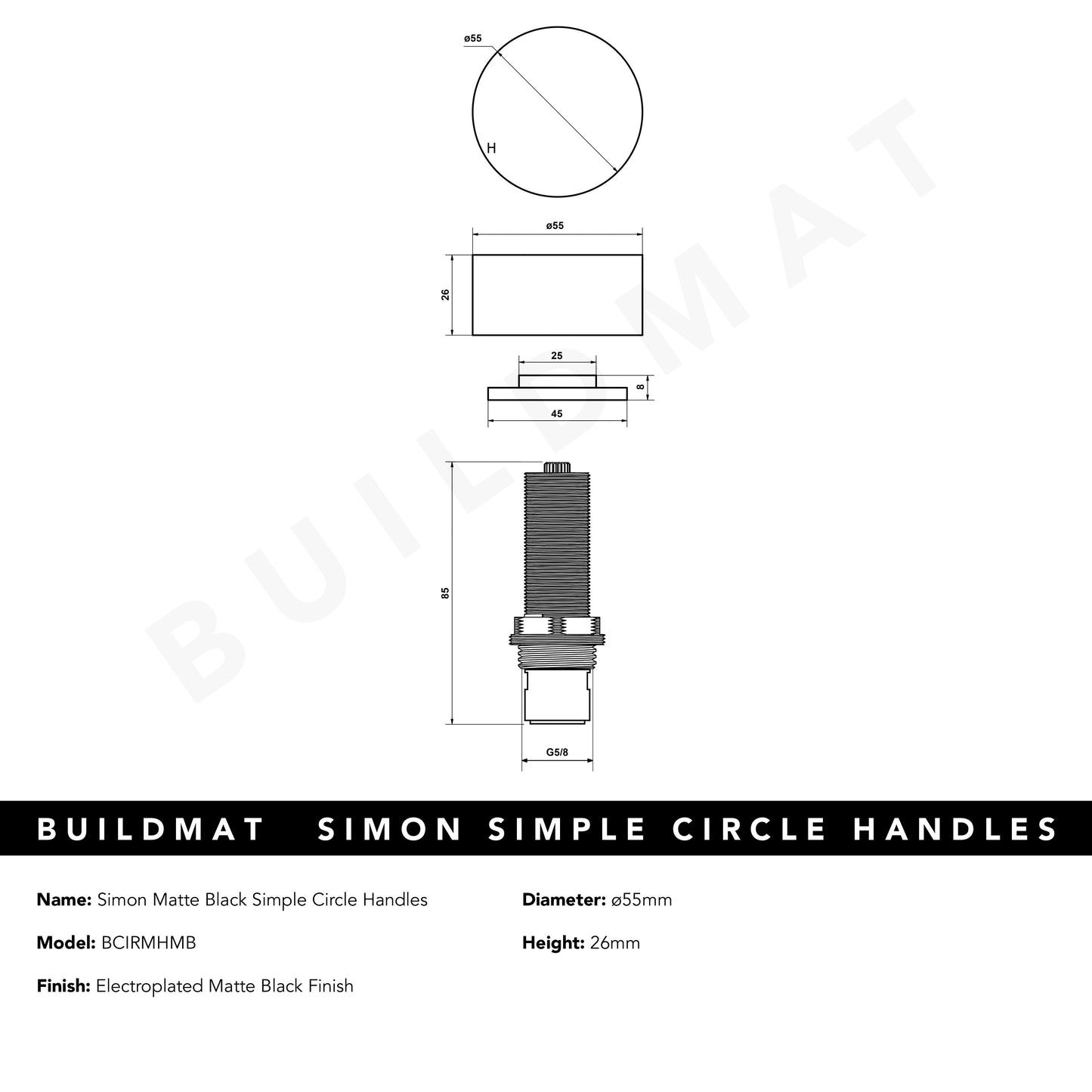 Simon Matte Black Simple Circle Handles