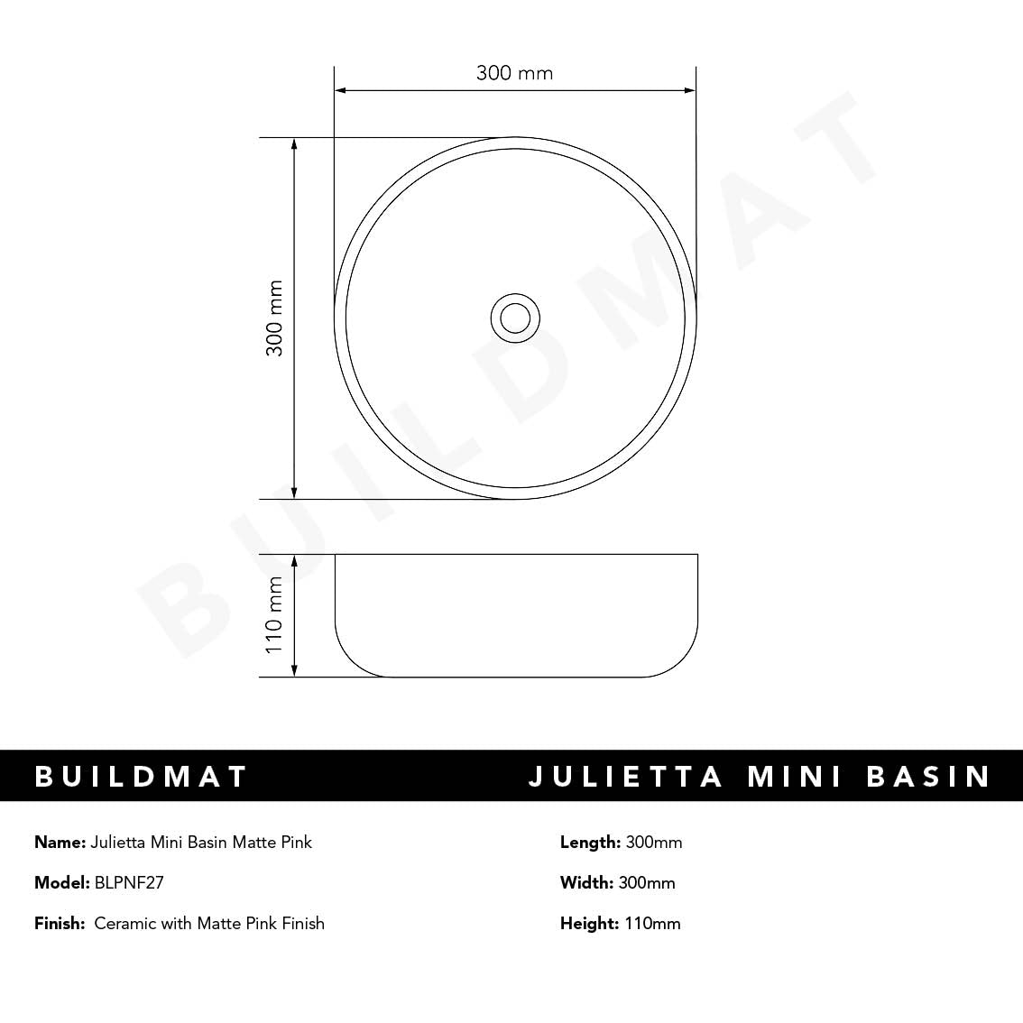 Lula Mini Fluted Matte Pink Basin