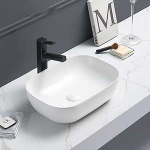 Bevol Ceramic Matte White Above Counter Basin - Matte White