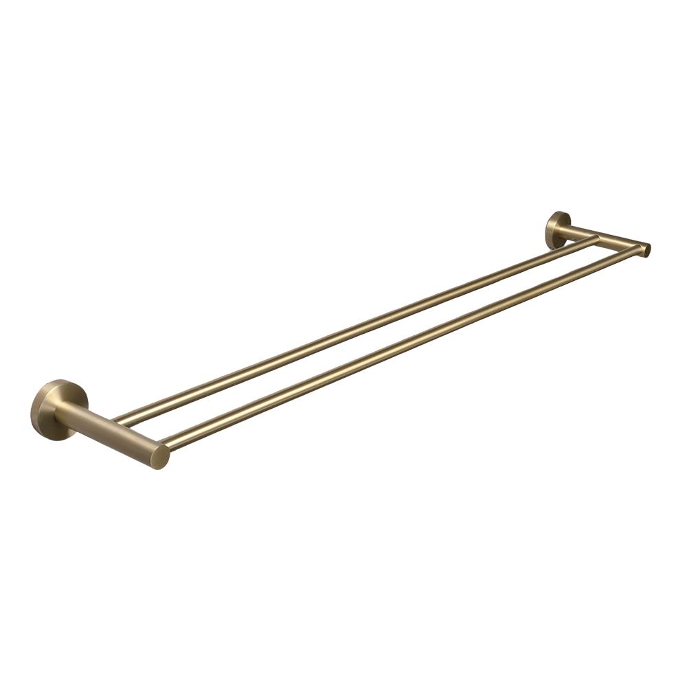 Farina 800 Double Towel Rail Brushed Brass Gold