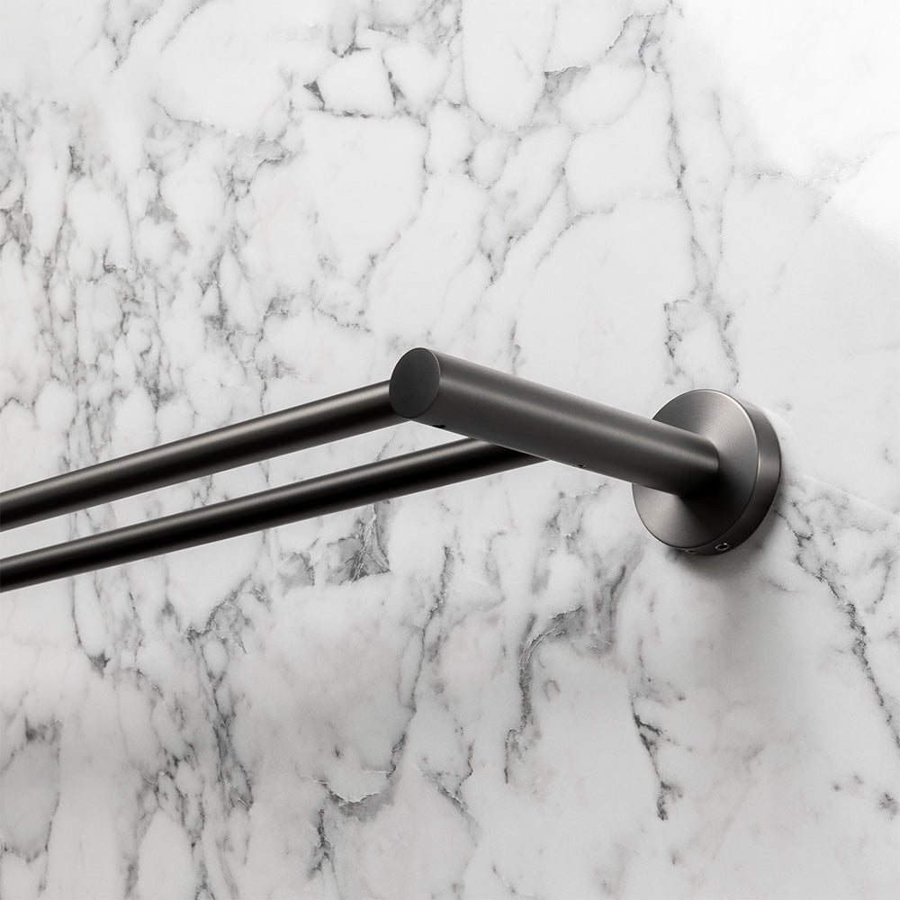 Farina 600 Double Towel Rail Brushed Gunmetal