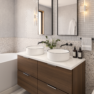 Celeste Gloss White with Black Rim Circle Basin - White with Black Rim