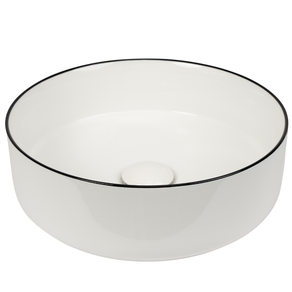 Celeste Gloss White with Black Rim Circle Basin