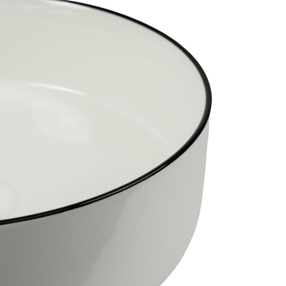 Celeste Gloss White with Black Rim Circle Basin