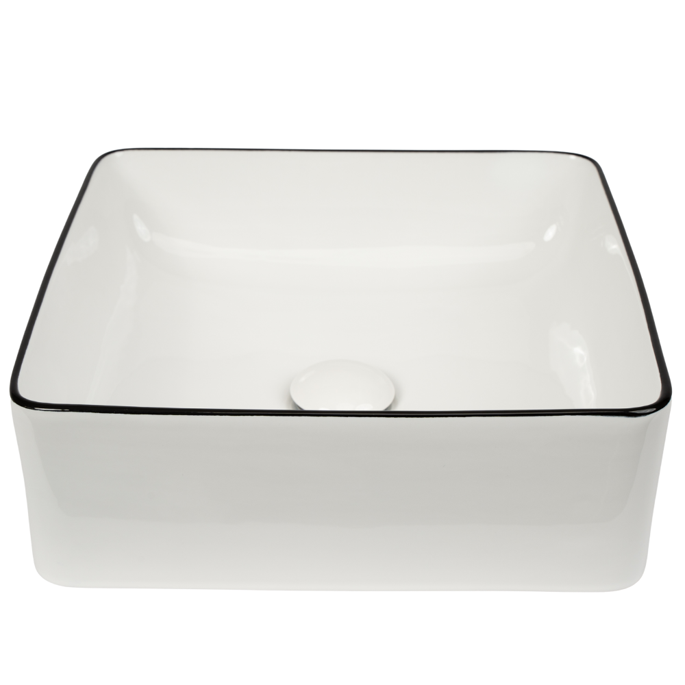 Celeste Gloss White with Black Rim Square Basin CLEARANCE