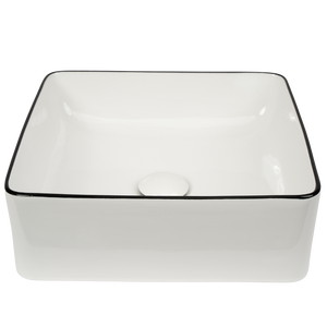Celeste Gloss White with Black Rim Square Basin CLEARANCE - White with Black Rim