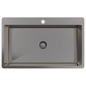Brittany 810x500 XLarge Single Bowl Tap Landing Sink Brushed Gunmetal - Brushed Gunmetal