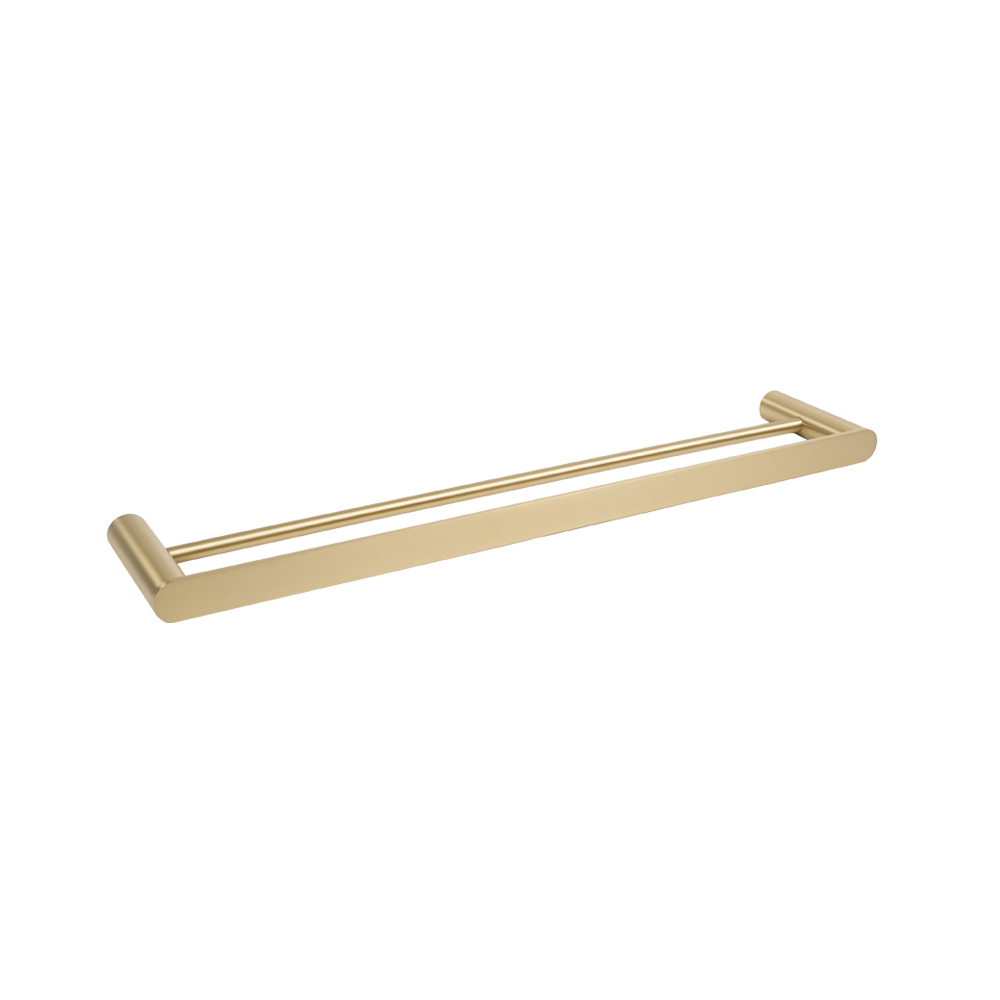 Ascari Brushed Brass Gold 600 Double Towel Rail