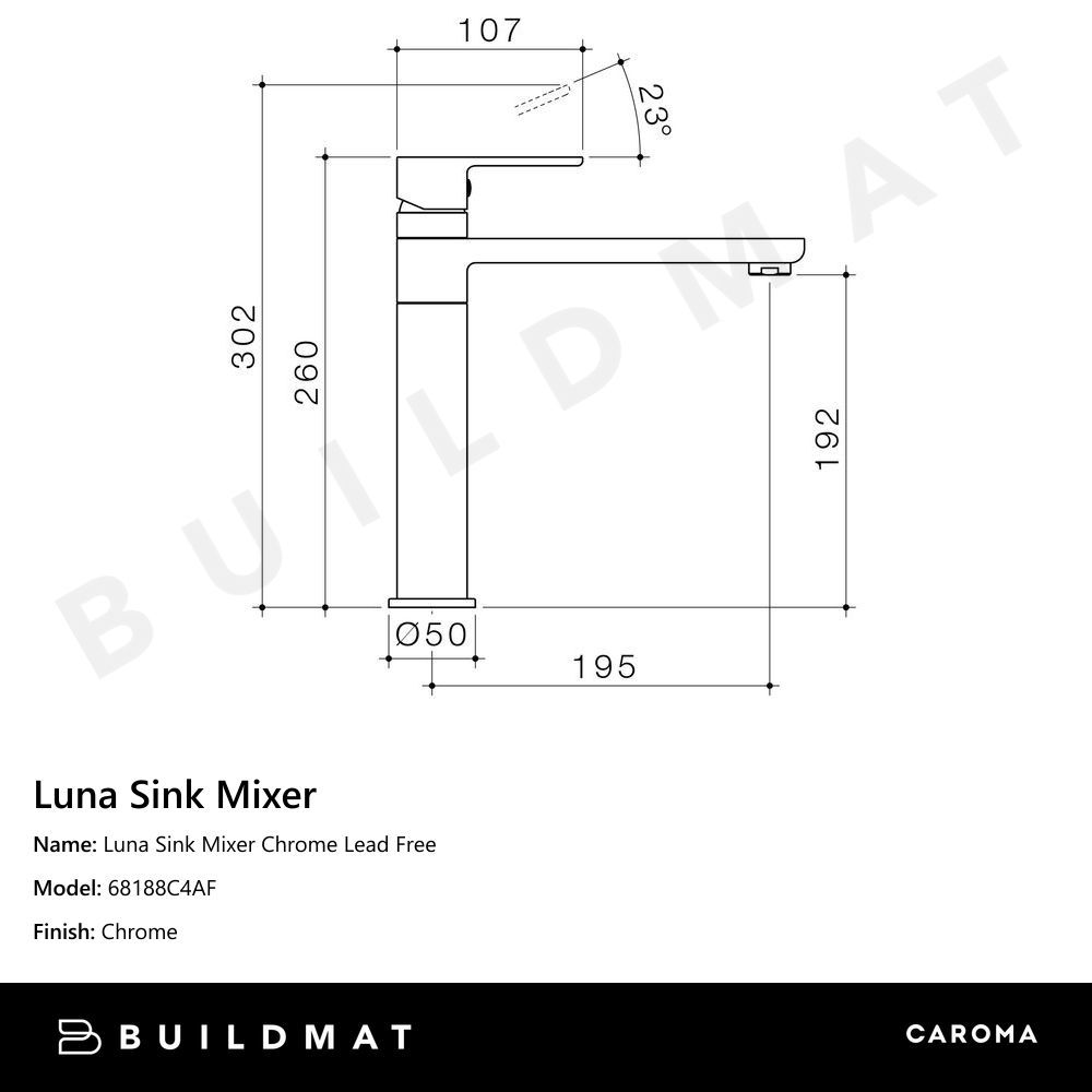 Luna Sink Mixer Chrome Lead Free