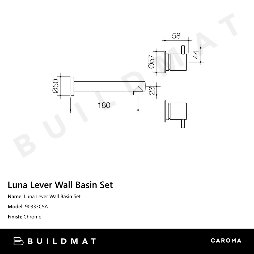 Luna Lever Chrome Wall Basin Set