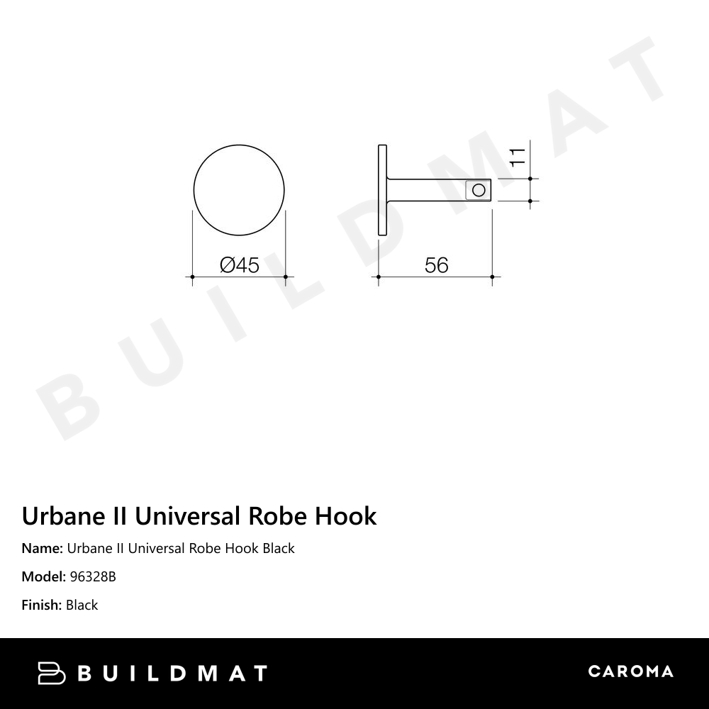 Urbane II Universal Robe Hook Black