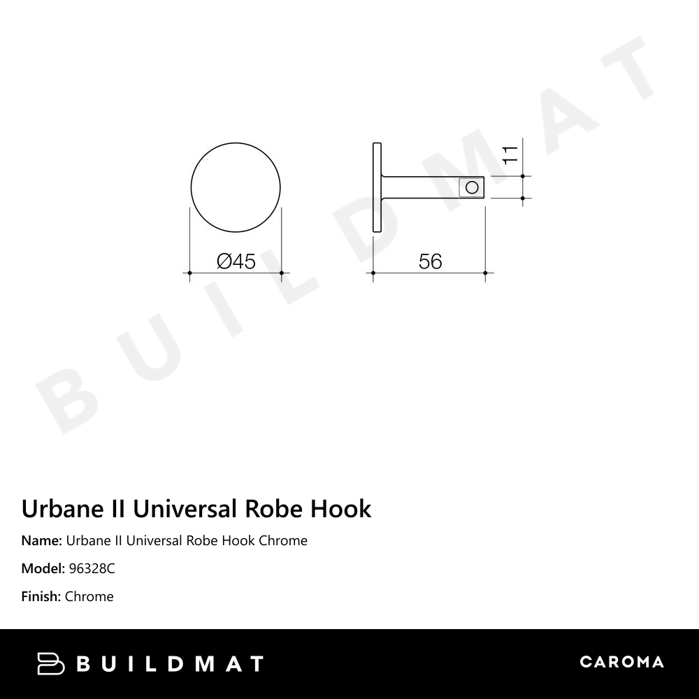 Urbane II Universal Robe Hook Chrome