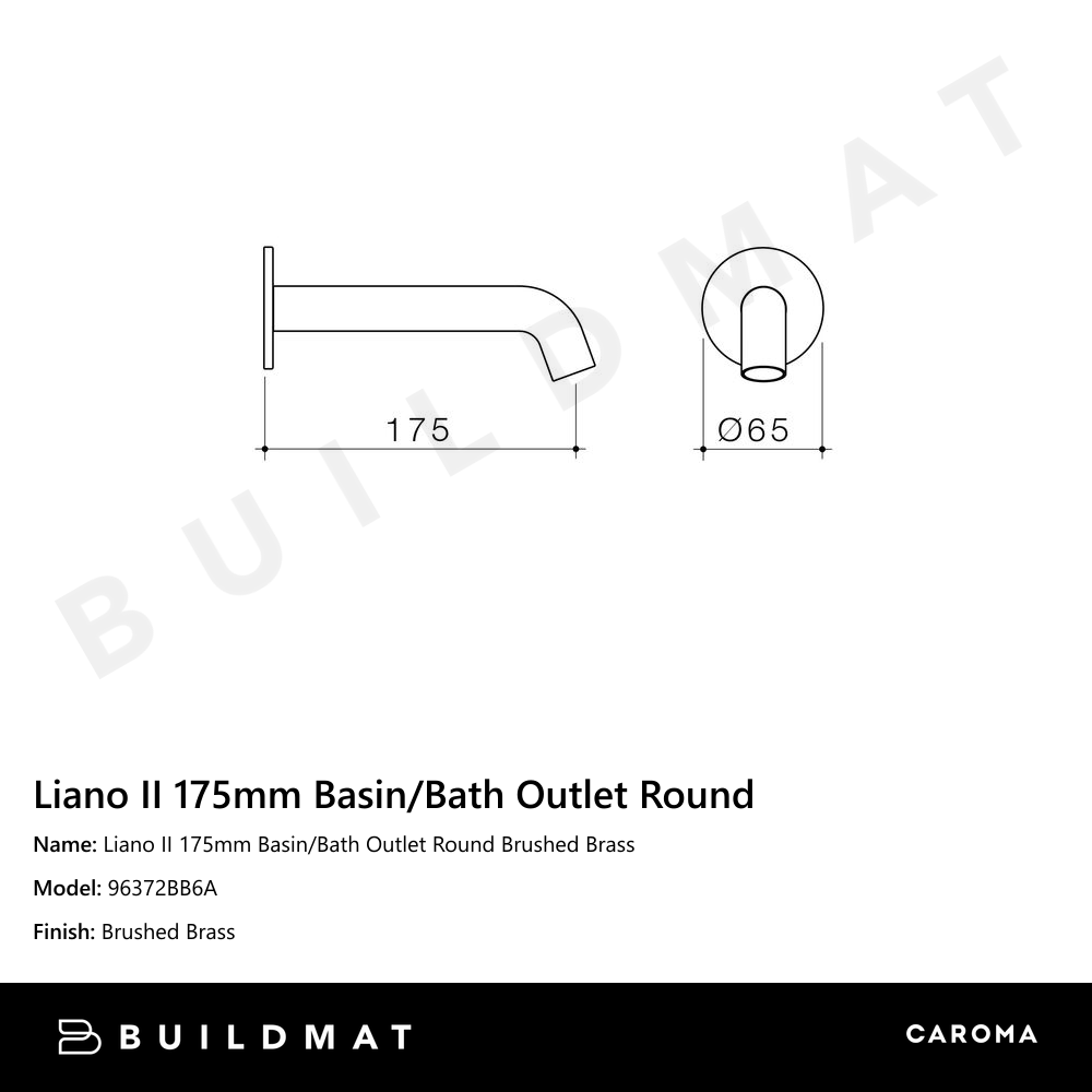 Liano II 175mm Basin/Bath Outlet Round Brushed Brass