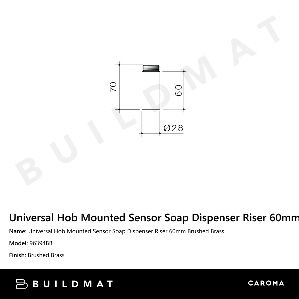 Universal Hob Mounted Sensor Soap Dispenser Riser 60mm Brushed Brass
