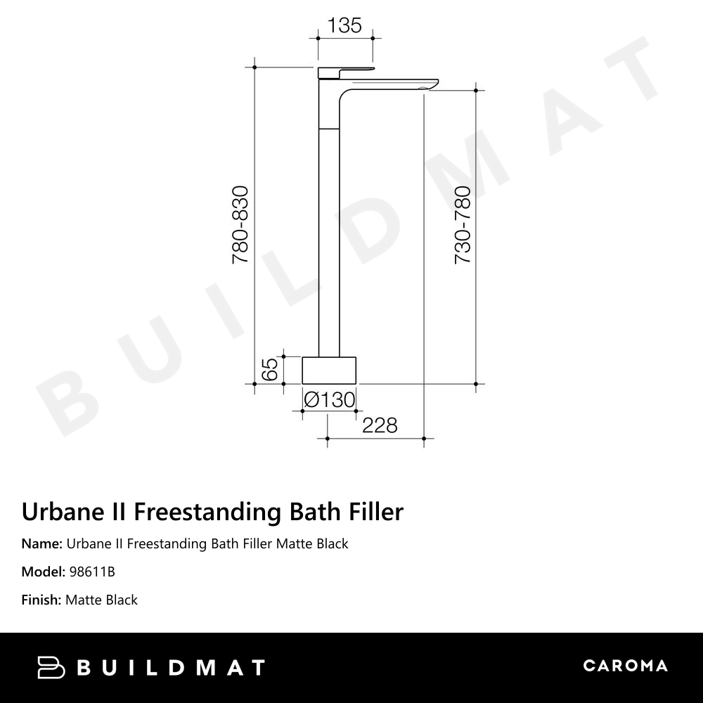 Urbane II Freestanding Bath Filler Matte Black
