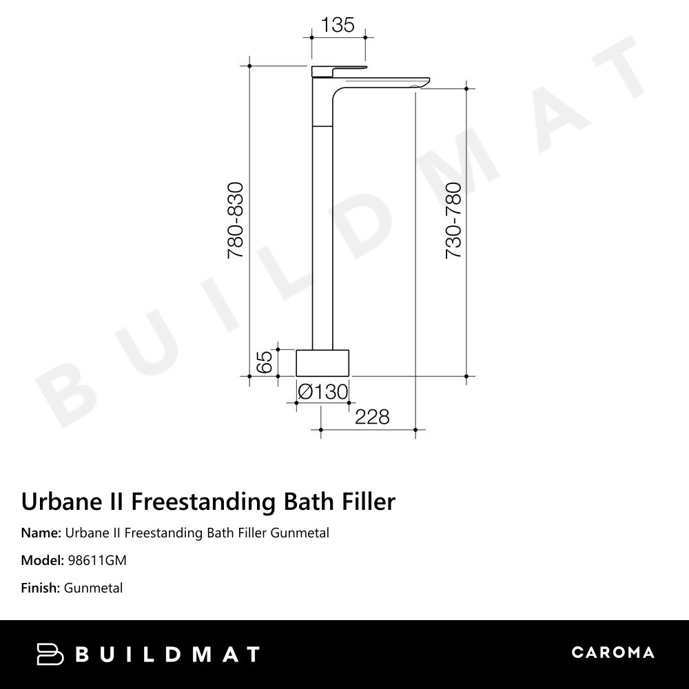 Urbane II Freestanding Bath Filler Gunmetal