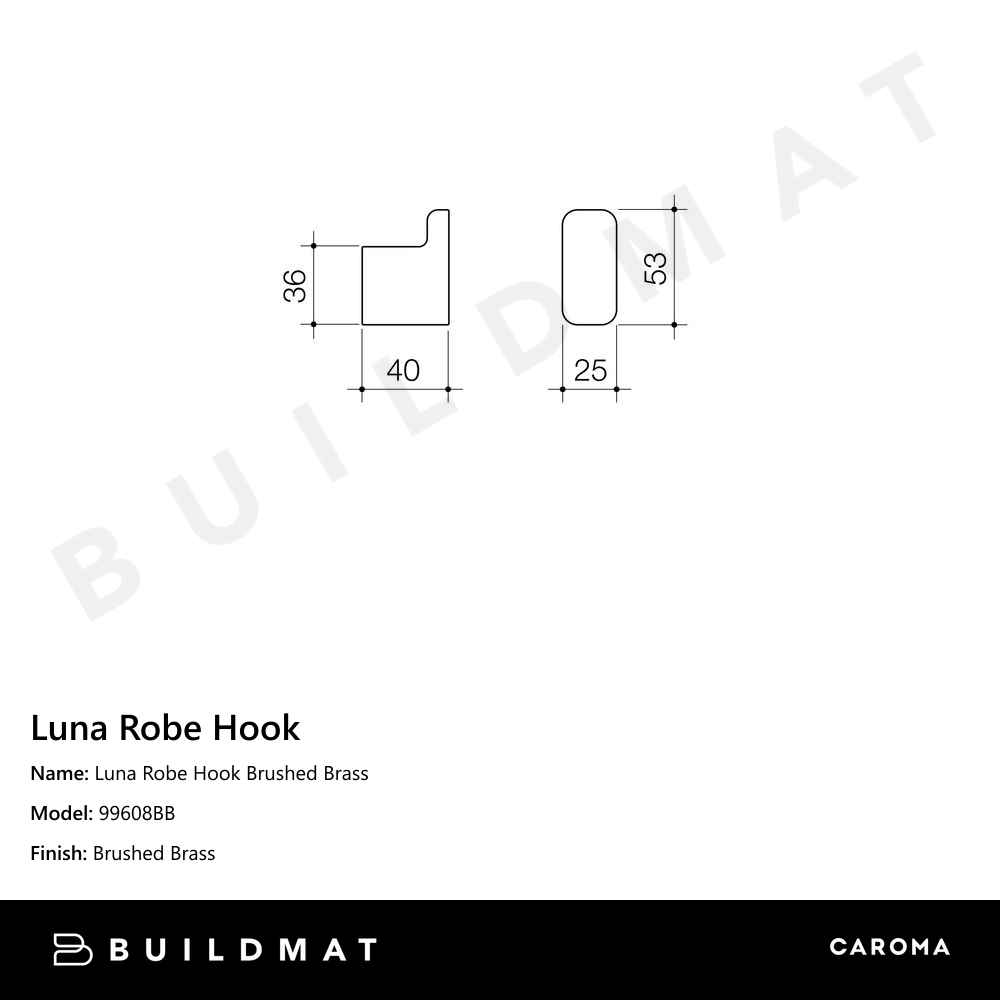 Luna Robe Hook Brushed Brass