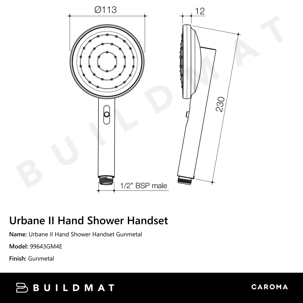 Urbane II Hand Shower Handset Gunmetal