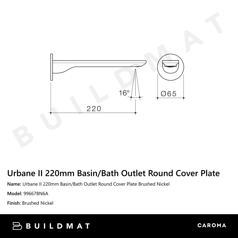 Urbane II 220mm Basin/Bath Outlet Round Cover Plate Brushed Nickel