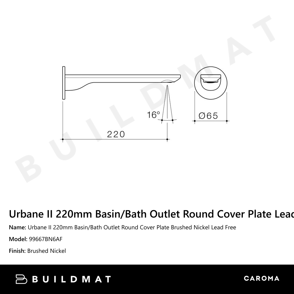 Urbane II 220mm Basin/Bath Outlet Round Cover Plate Brushed Nickel Lead Free