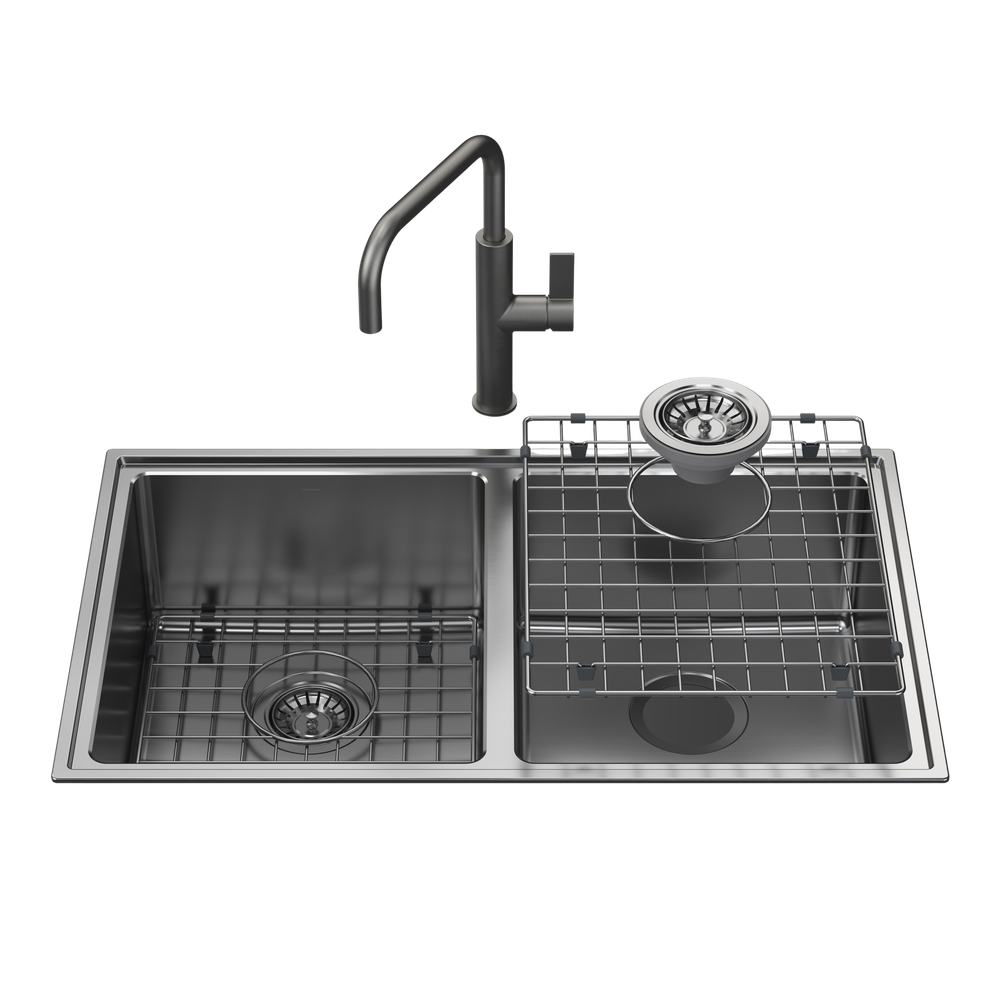 Urbane II Double Bowl Sink with Urbane II Sink Mixer Gunmetal