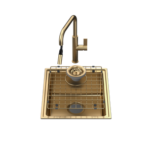Urbane II Single Bowl Sink with Urbane II Pull Out Sink Mixer Brushed Brass - Brushed Brass