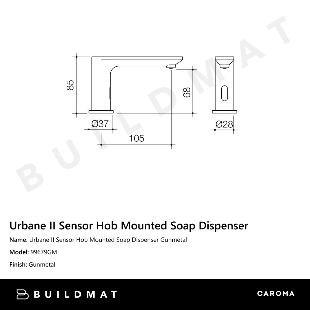 Urbane II Sensor Hob Mounted Soap Dispenser Gunmetal